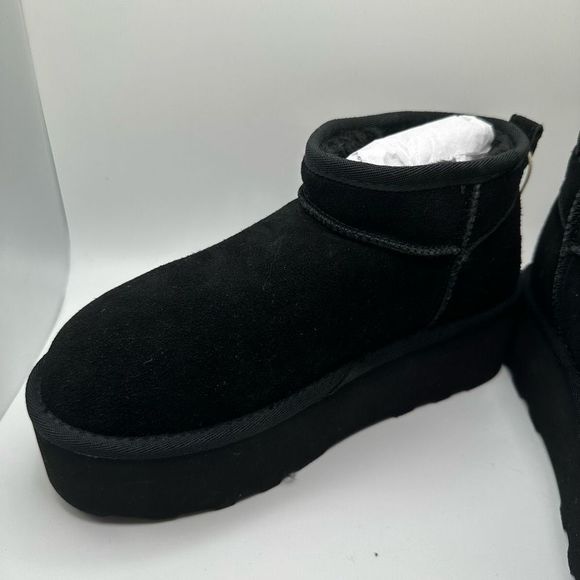 CUSHIONAIRE Women's Genuine Suede pull platform boot +Memory Foam 7.5 BLACK - Picture 7 of 7